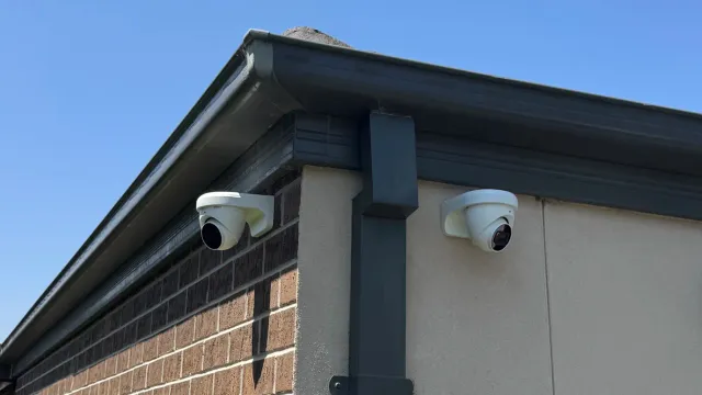 Two CCTV cameras mounted under the eaves of a Frankston South home