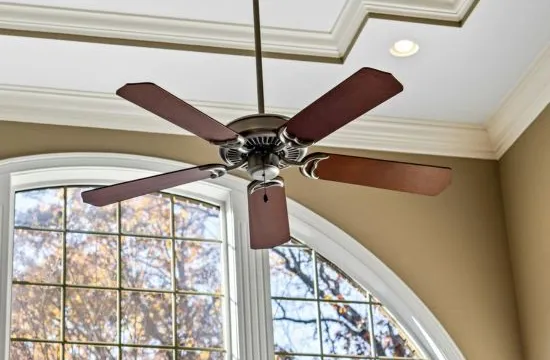 Timber-blade ceiling fan installed in a Langwarrin bedroom