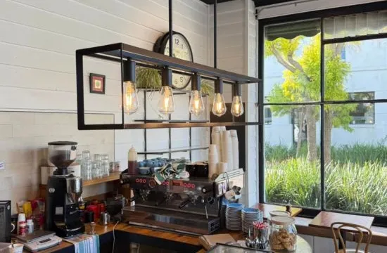 Café counter and coffee machine in a Mornington shop fit-out