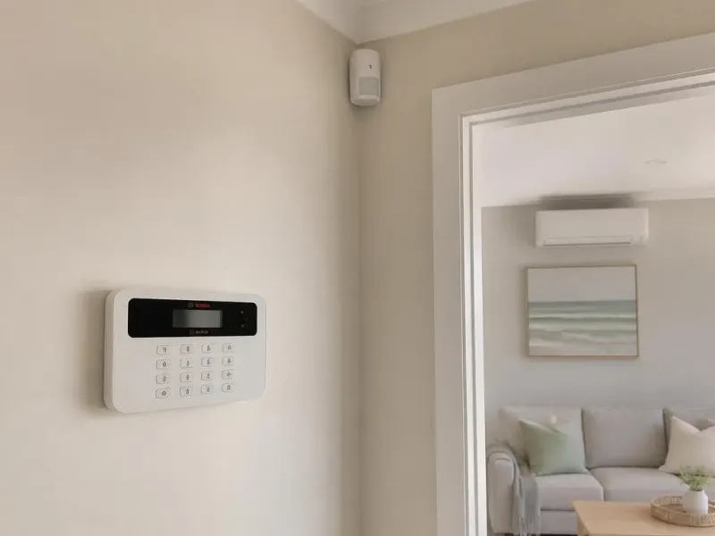 Security alarm keypad installed in a Carrum Downs hallway