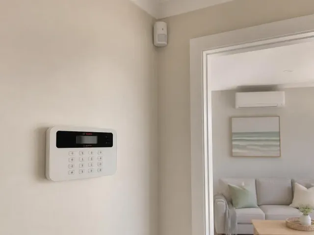 Security alarm keypad installed in a Carrum Downs hallway