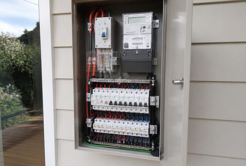 Upgraded switchboard with new circuit breakers mounted on the outside wall of a Langwarrin home
